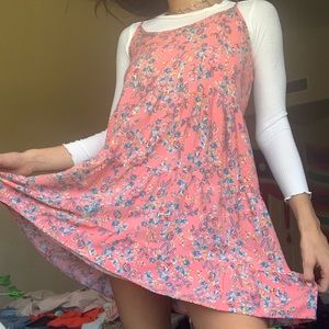salmon floral summer dress